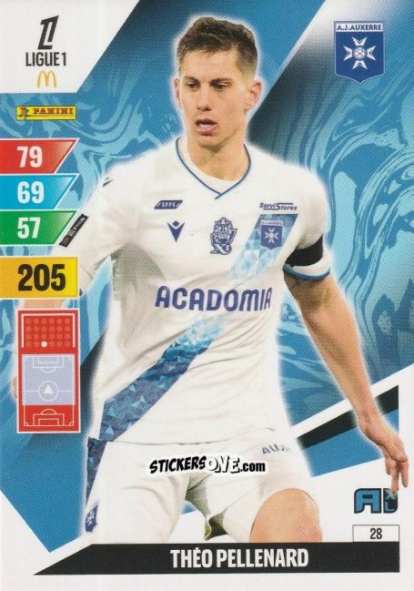 Figurina Théo Pellenard - Ligue 1 2024-2025. Adrenalyn XL n. 28 - Panini