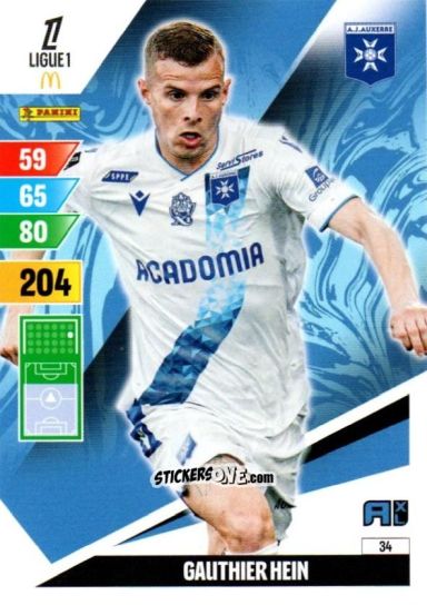 Sticker Gauthier Hein - Ligue 1 2024-2025. Adrenalyn XL n. 34 - Panini