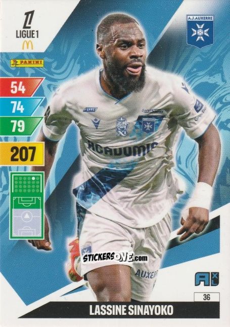 Figurina Lassine Sinayoko - Ligue 1 2024-2025. Adrenalyn XL n. 36 - Panini