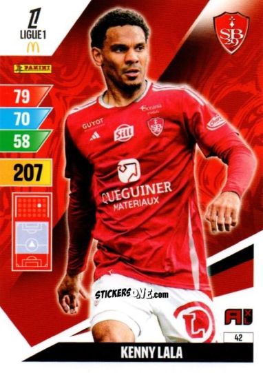 Figurina Kenny Lala - Ligue 1 2024-2025. Adrenalyn XL n. 42 - Panini