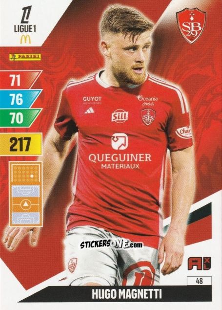 Cromo Hugo Magnetti - Ligue 1 2024-2025. Adrenalyn XL n. 48 - Panini