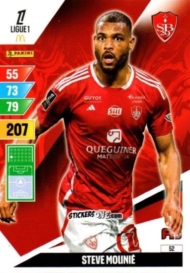 Sticker Steve Mounié - Ligue 1 2024-2025. Adrenalyn XL n. 52 - Panini