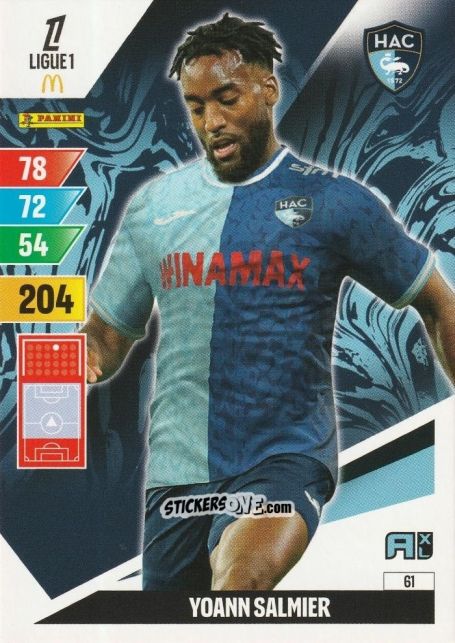 Cromo Yoann Salmier - Ligue 1 2024-2025. Adrenalyn XL n. 61 - Panini