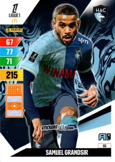 Cromo Samuel Grandsir - Ligue 1 2024-2025. Adrenalyn XL n. 65 - Panini