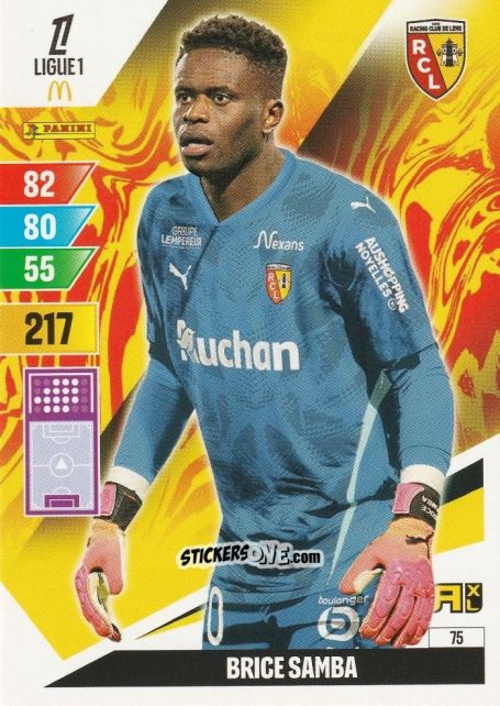 Cromo Brice Samba - Ligue 1 2024-2025. Adrenalyn XL n. 75 - Panini