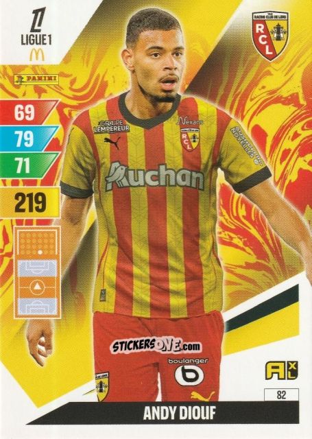 Cromo Andy Diouf - Ligue 1 2024-2025. Adrenalyn XL n. 82 - Panini