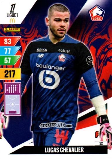 Figurina Lucas Chevalier - Ligue 1 2024-2025. Adrenalyn XL n. 92 - Panini