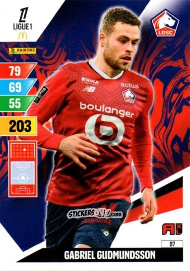 Cromo Gabriel Gudmundsson - Ligue 1 2024-2025. Adrenalyn XL n. 97 - Panini