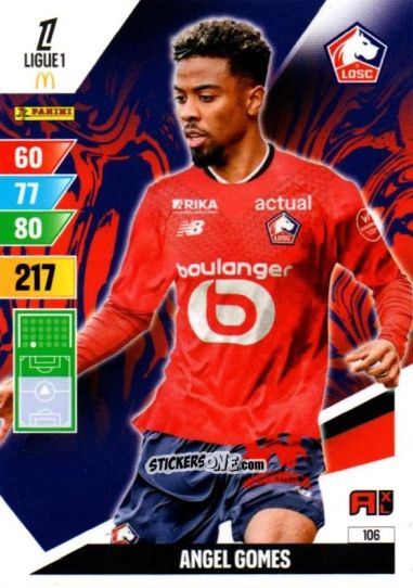 Cromo Angel Gomes - Ligue 1 2024-2025. Adrenalyn XL n. 106 - Panini