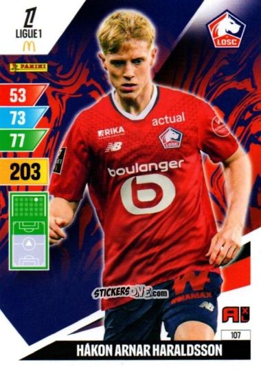 Figurina Hakon Arnar Haraldsson - Ligue 1 2024-2025. Adrenalyn XL n. 107 - Panini