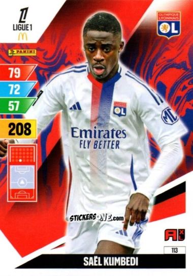 Figurina Saël Kumbedi - Ligue 1 2024-2025. Adrenalyn XL n. 113 - Panini