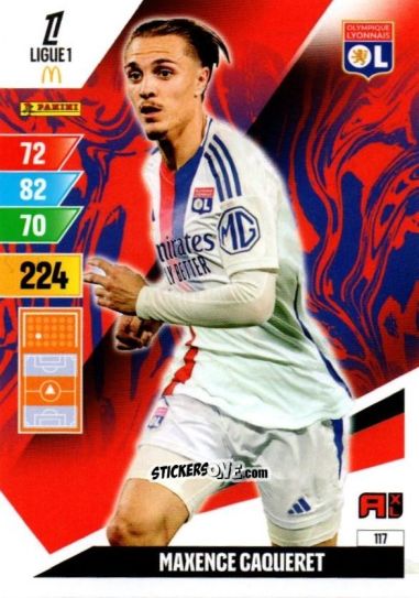Sticker Maxence Caqueret - Ligue 1 2024-2025. Adrenalyn XL n. 117 - Panini