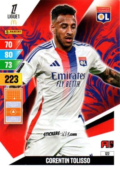 Figurina Corentin Tolisso - Ligue 1 2024-2025. Adrenalyn XL n. 122 - Panini