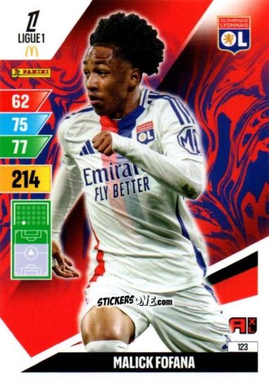 Cromo Malick Fofana - Ligue 1 2024-2025. Adrenalyn XL n. 123 - Panini