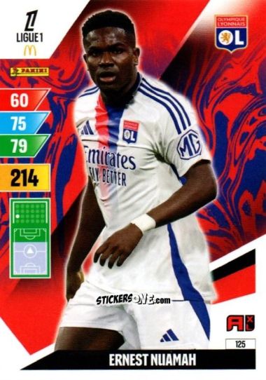 Cromo Ernest Niamah - Ligue 1 2024-2025. Adrenalyn XL n. 125 - Panini