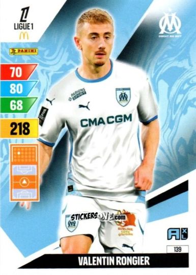 Cromo Valentin Rongier - Ligue 1 2024-2025. Adrenalyn XL n. 139 - Panini