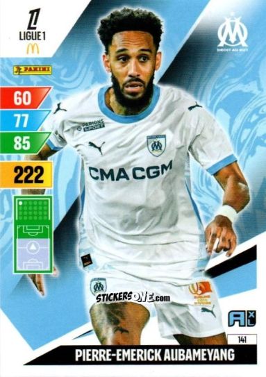 Sticker Pierre-Emerick Aubameyang - Ligue 1 2024-2025. Adrenalyn XL n. 141 - Panini