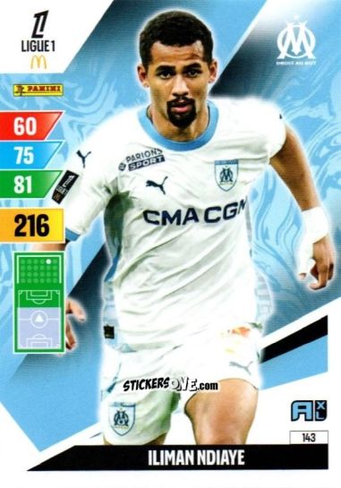Cromo Iliman Ndiaye - Ligue 1 2024-2025. Adrenalyn XL n. 143 - Panini