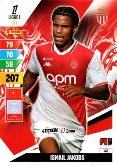 Figurina Ismail Jakobs - Ligue 1 2024-2025. Adrenalyn XL n. 148 - Panini