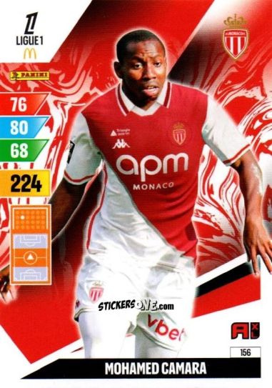 Cromo Lamine Camara - Ligue 1 2024-2025. Adrenalyn XL n. 156 - Panini