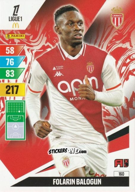 Figurina Folarin Balogun - Ligue 1 2024-2025. Adrenalyn XL n. 160 - Panini