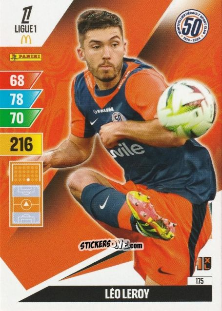 Cromo Léo Leroy - Ligue 1 2024-2025. Adrenalyn XL n. 175 - Panini