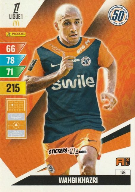 Figurina Wahbi Khazri - Ligue 1 2024-2025. Adrenalyn XL n. 176 - Panini