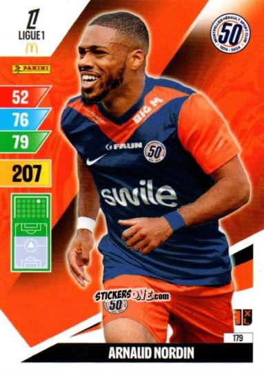Cromo Arnaud Nordin - Ligue 1 2024-2025. Adrenalyn XL n. 179 - Panini