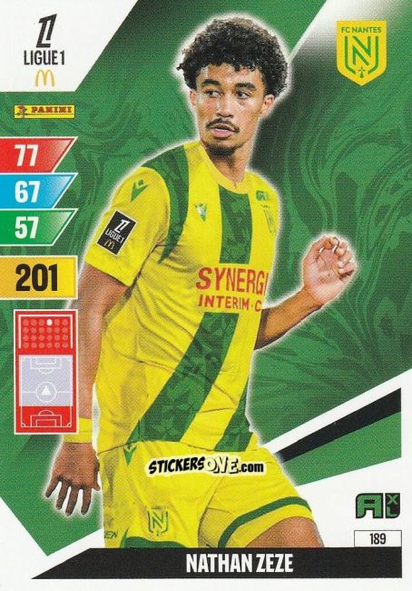 Figurina Nathan Zeze - Ligue 1 2024-2025. Adrenalyn XL n. 189 - Panini