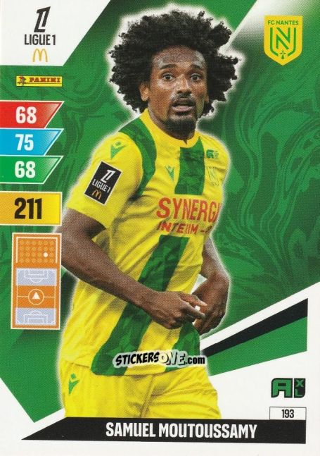 Cromo Samuel Moutoussamy - Ligue 1 2024-2025. Adrenalyn XL n. 193 - Panini
