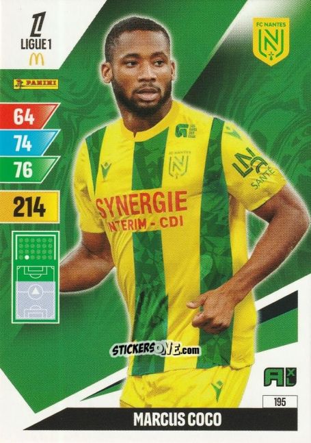 Figurina Marcus Coco - Ligue 1 2024-2025. Adrenalyn XL n. 195 - Panini