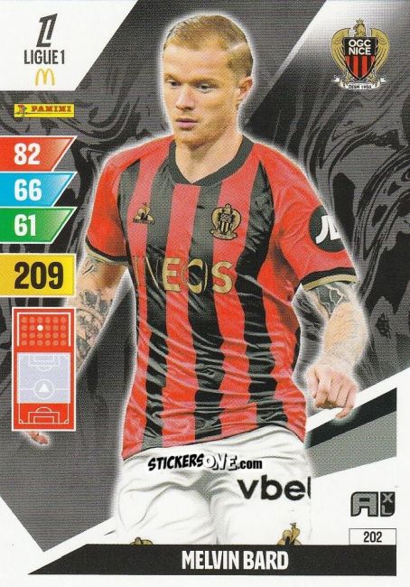 Figurina Melvin Bard - Ligue 1 2024-2025. Adrenalyn XL n. 202 - Panini