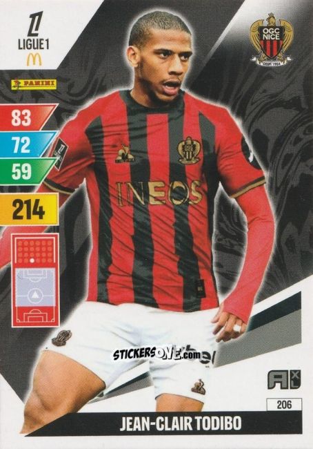 Sticker Jean-Clair Todibo - Ligue 1 2024-2025. Adrenalyn XL n. 206 - Panini