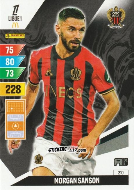 Cromo Morgan Sanson - Ligue 1 2024-2025. Adrenalyn XL n. 210 - Panini