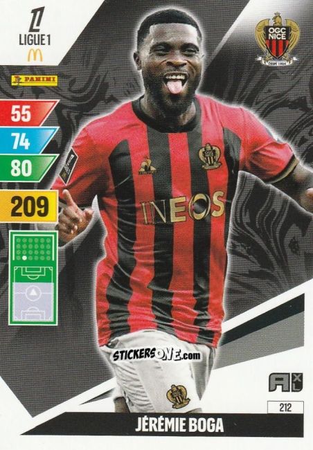 Figurina Jérémie Boga - Ligue 1 2024-2025. Adrenalyn XL n. 212 - Panini