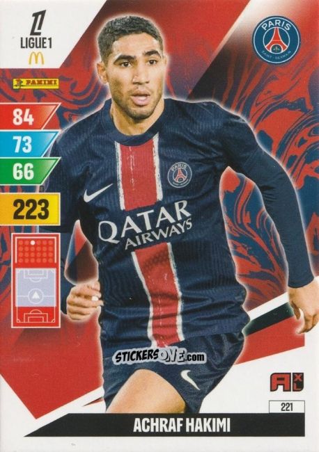 Figurina Achraf Hakimi - Ligue 1 2024-2025. Adrenalyn XL n. 221 - Panini
