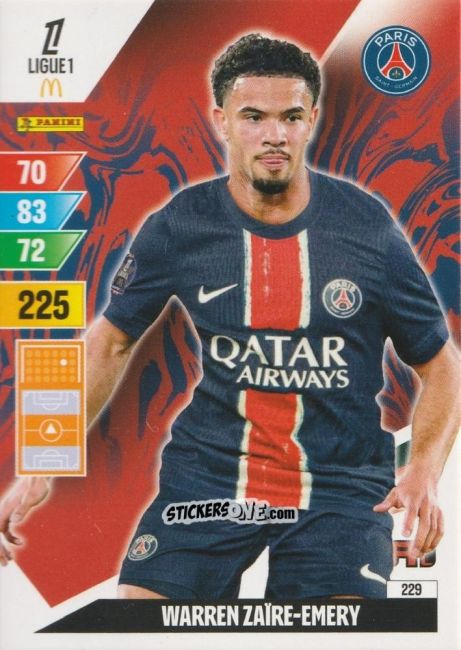 Sticker Warren Zaîre-Emery - Ligue 1 2024-2025. Adrenalyn XL n. 229 - Panini