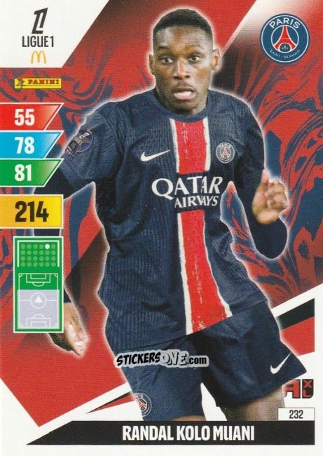 Sticker Randal Kolo Muani - Ligue 1 2024-2025. Adrenalyn XL n. 232 - Panini