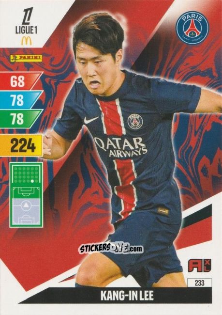 Cromo Lee Kang-In - Ligue 1 2024-2025. Adrenalyn XL n. 233 - Panini
