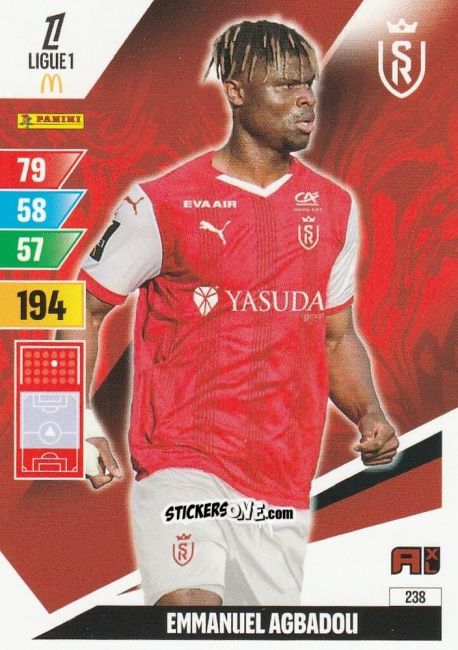 Cromo Emmanuel Agbadou - Ligue 1 2024-2025. Adrenalyn XL n. 238 - Panini
