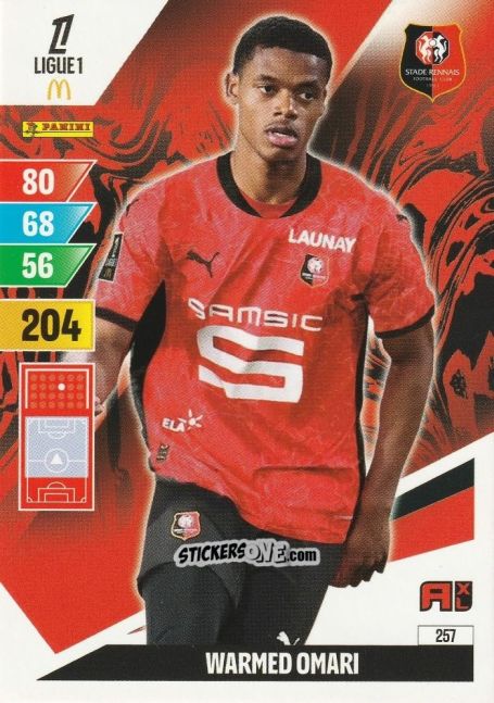 Figurina Warmed Omari - Ligue 1 2024-2025. Adrenalyn XL n. 257 - Panini