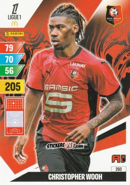 Figurina Christopher Wooh - Ligue 1 2024-2025. Adrenalyn XL n. 260 - Panini
