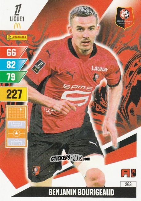 Sticker Benjamin Bourigeaud - Ligue 1 2024-2025. Adrenalyn XL n. 263 - Panini