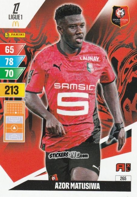 Cromo Azor Matusiwa - Ligue 1 2024-2025. Adrenalyn XL n. 265 - Panini