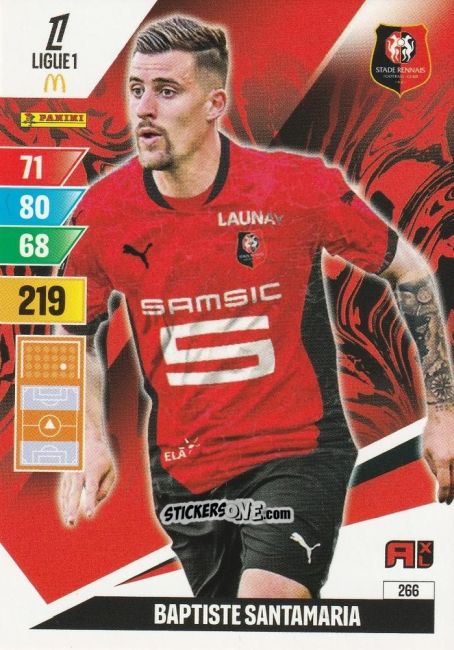 Figurina Baptiste Santamaria - Ligue 1 2024-2025. Adrenalyn XL n. 266 - Panini