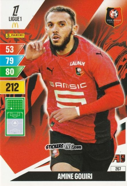 Sticker Amine Gouiri - Ligue 1 2024-2025. Adrenalyn XL n. 267 - Panini