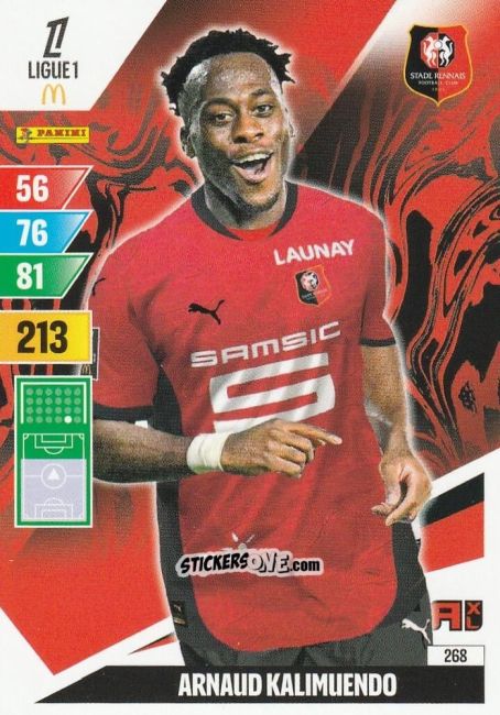 Cromo Arnaud Kalimuendo - Ligue 1 2024-2025. Adrenalyn XL n. 268 - Panini