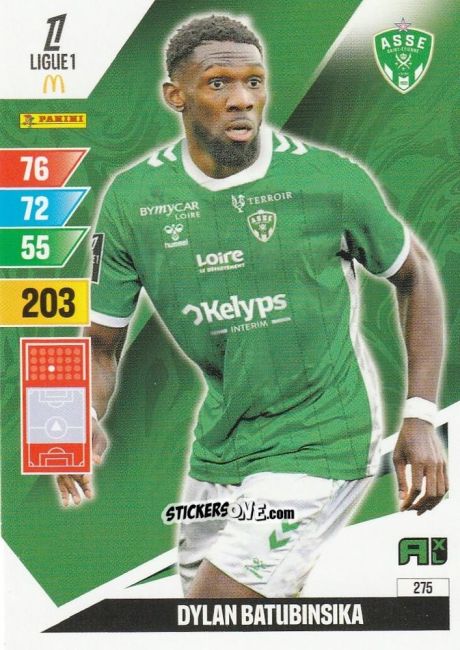Figurina Dylan Batsubinsika - Ligue 1 2024-2025. Adrenalyn XL n. 275 - Panini