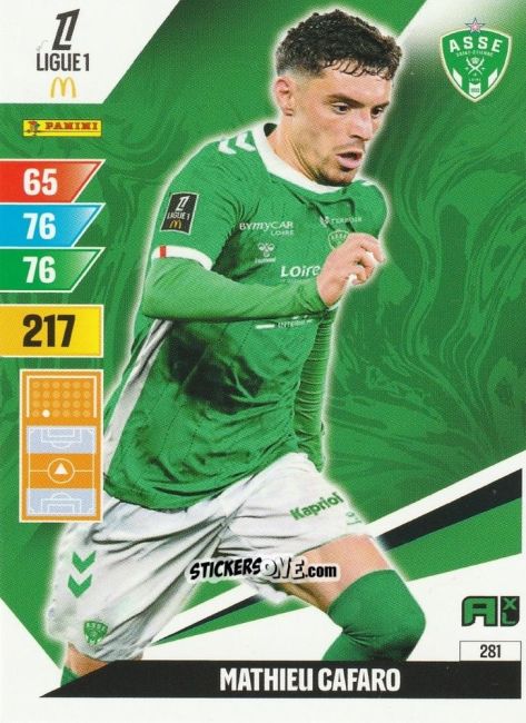 Cromo Mathieu Cafaro - Ligue 1 2024-2025. Adrenalyn XL n. 281 - Panini