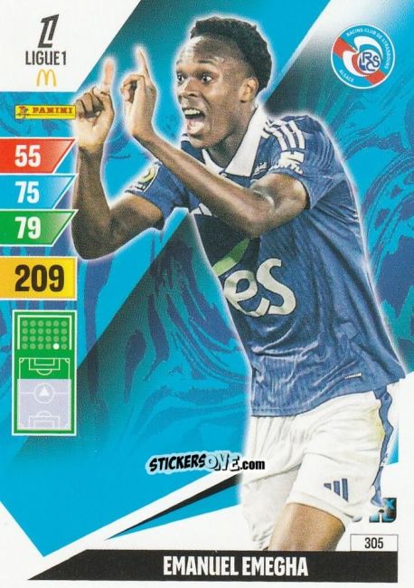 Cromo Emanuel Emegha - Ligue 1 2024-2025. Adrenalyn XL n. 305 - Panini